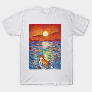 Sunset surfer corgi T-Shirt